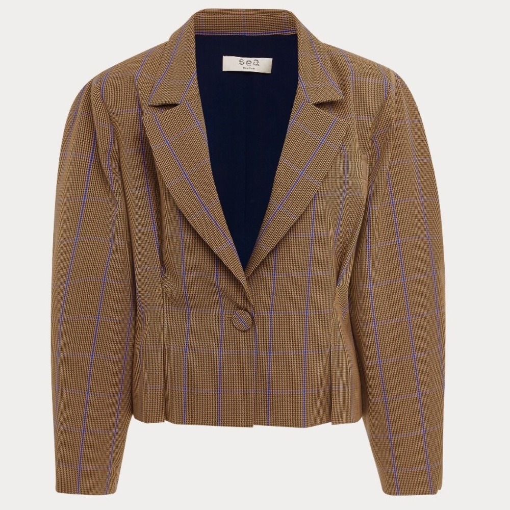 Sea Peyton Plaid Crop Blazer